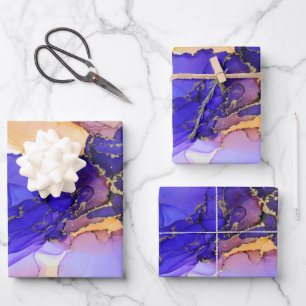 Purple Orange Blue Abstract Wrapping Paper Sheet