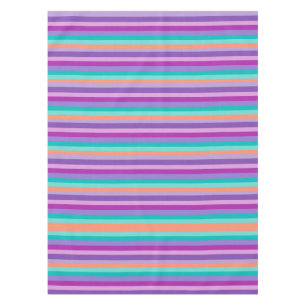 Purple Orange Blue Stripes Tablecloth