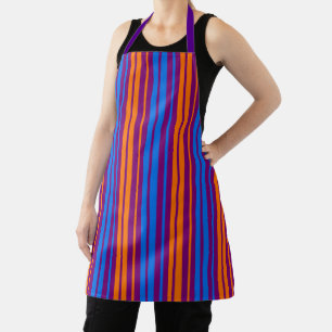 Purple Orange Blue Vertical Stripes Design   Apron