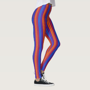 Purple Orange Blue Vertical Stripes Design Leggings