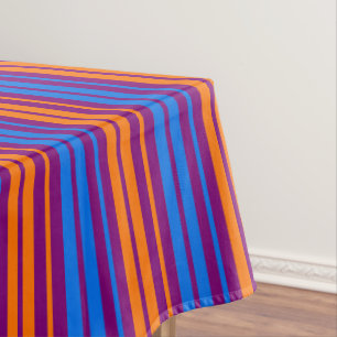 Purple Orange Blue Vertical Stripes Design Tablecloth
