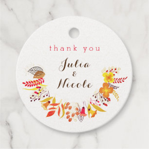 Purple Orange Boho Wildflower Foliage Wedding Favour Tags