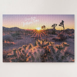 Purple Orange Cholla Cactus Joshua Tree Sunset art Jigsaw Puzzle