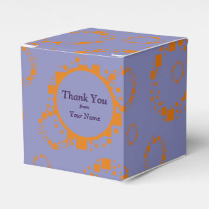 Purple Orange Circle Squares Pattern Festive Gift Favor Box