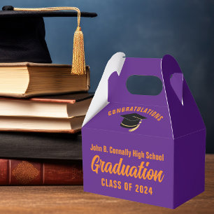 Purple Orange Custom 2024 Graduation Party Favor Box