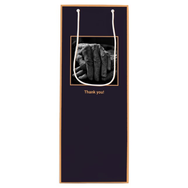 Purple & Orange Custom Image & Logo Thank You Wine Gift Bag (Front)