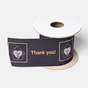 Purple & Orange Custom Logo Thank You Satin Ribbon