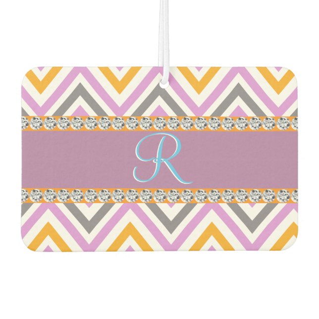 Purple Orange Diamond Chevron Air Freshener (Front)