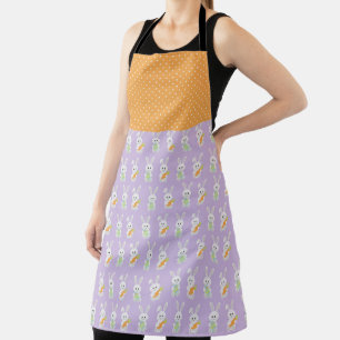 PURPLE & ORANGE EASTER BUNNIES & CARROTS APRON