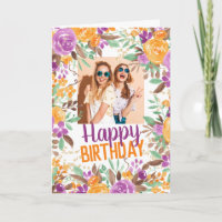 Purple orange fall floral happy birthday photo