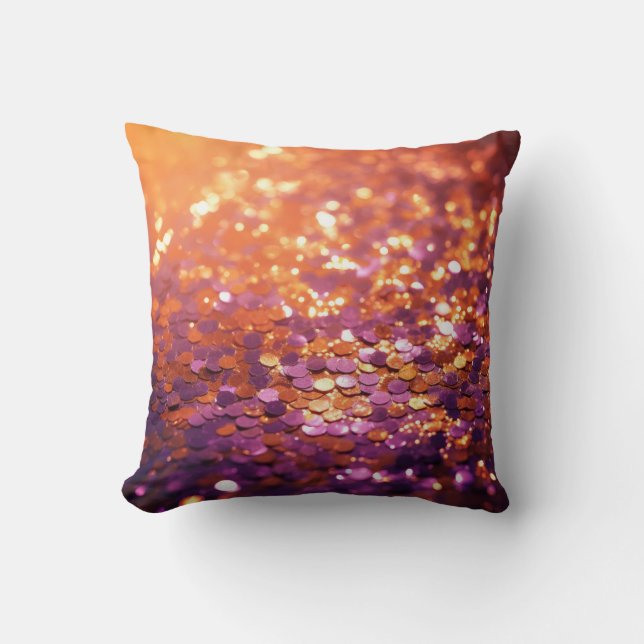 Purple Orange Glitter Background-77996 Throw Pillow (Front)