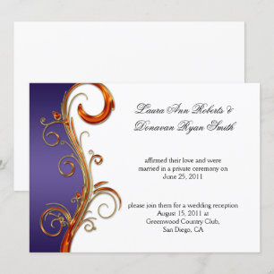 Purple Orange & Gold Ornate Swirls Invitation