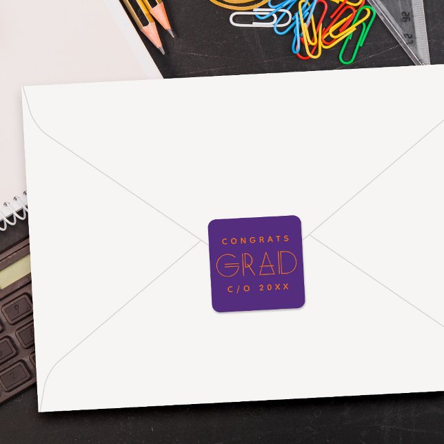 Purple Orange Grad Typography Graduation Sticker (Creator Uploaded)