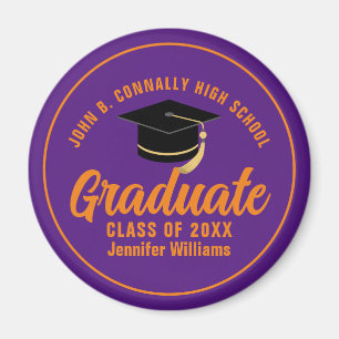 Purple Orange Graduate Custom 2024 Graduation Magnet