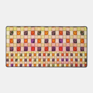 Purple orange green heart gingham Desk Mat
