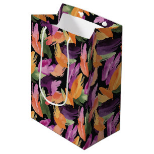 Purple Orange Green Yellow Abstract Birthday Medium Gift Bag