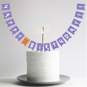 Purple & orange Halloween kids birthday party Bunting Flags