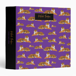 Purple Orange Jungle Safari Tiger Animal Cute Binder