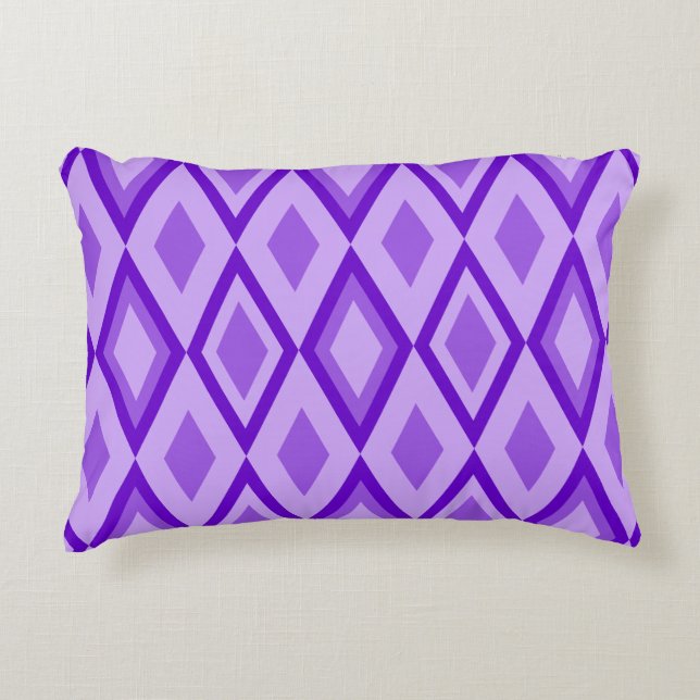 PURPLE & ORANGE MARDI GRAS DIAMOND PATTERNS ACCENT PILLOW (Front)