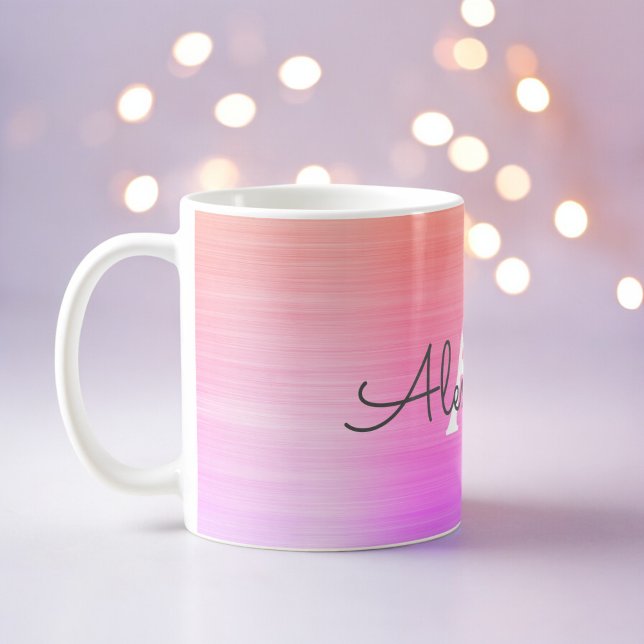 Purple Orange Metallic Monogram Name & Initial Coffee Mug (Creator Uploaded)