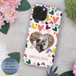 Purple Orange Mint Green Pink Blue Hearts Art iPhone 15 Pro Max Case<br><div class="desc">Cute romantic, yet modern blush pink, coral red, dark green, peach orange, teal blue, and purple coloured hearts pattern. With the option to personalize or customize with a photo and names or text of your choice. Unique keepsake, birthday, anniversary, Valentine's Day gift, or Christmas stocking stuffer. Beautiful, elegant, and cool...</div>