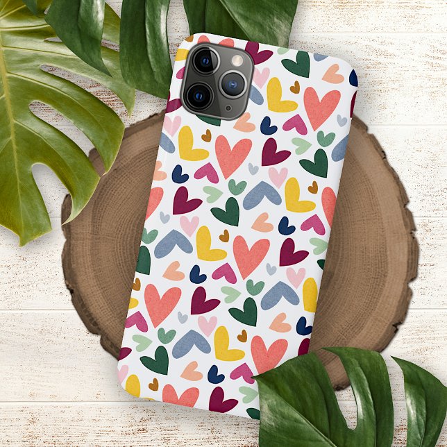 Purple Orange Mint Green Pink Blue Hearts Art iPhone Case (Creator Uploaded)