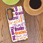 Purple Orange Multilingual Typography Thank You  Samsung Galaxy Case<br><div class="desc">This design features a word cloud of purple and orange multilingual "Thank You" typography in a variety of font styles and sizes over a white background. This case design can make a fun birthday gift,  back to school gift or other special occasion.</div>