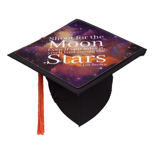 Purple Orange Nebula Inspirational Quote Graduation Cap Topper (Angled)