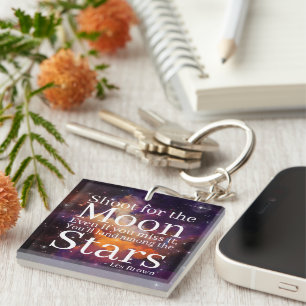 Purple Orange Nebula Inspirational Quote Keychain