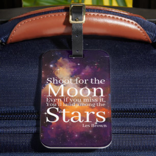 Purple Orange Nebula Inspirational Quote Luggage Tag