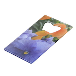 Purple & Orange Pansies w/ Green Floral Photo 4810 Wallet Bottle Opener