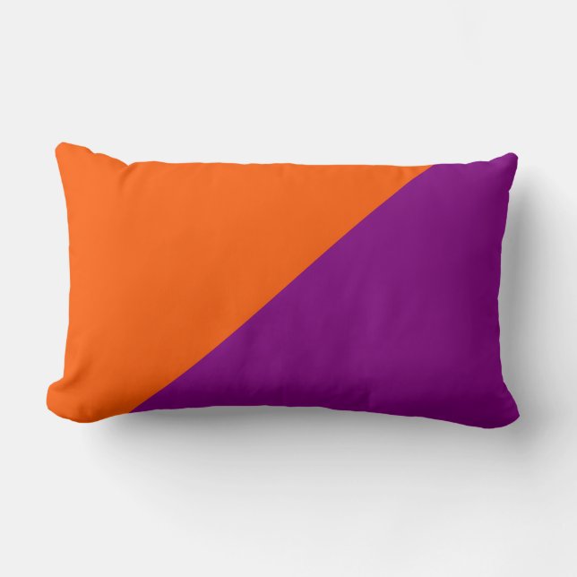 Purple & Orange (Panton) Solid Colour Background Lumbar Pillow (Front)