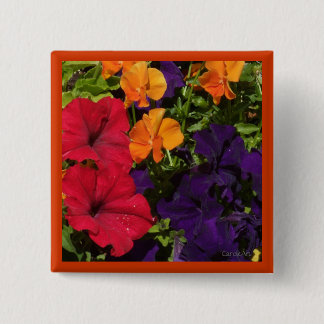 Purple Orange Petunias 2 Inch Square Button