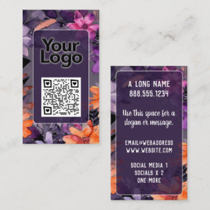 Purple Orange Pink Lilies QR code Logo Business Card