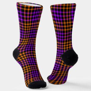 Purple Orange Plaid Chequered Seamless Pattern Socks