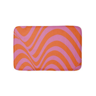 Purple Orange Retro Liquid Groovy Stripe Pattern Bath Mat