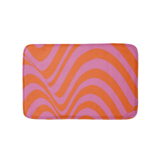 Purple Orange Retro Liquid Groovy Stripe Pattern Bath Mat