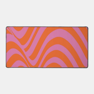Purple Orange Retro Liquid Groovy Stripe Pattern Desk Mat