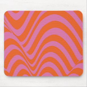 Purple Orange Retro Liquid Groovy Stripe Pattern Mouse Pad
