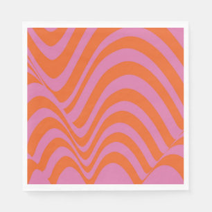 Purple Orange Retro Liquid Groovy Stripe Pattern Napkin