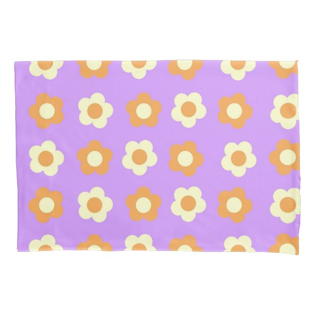 Purple Orange Retro Y2K Playful Pastel Blossom  Pillowcase (Front)