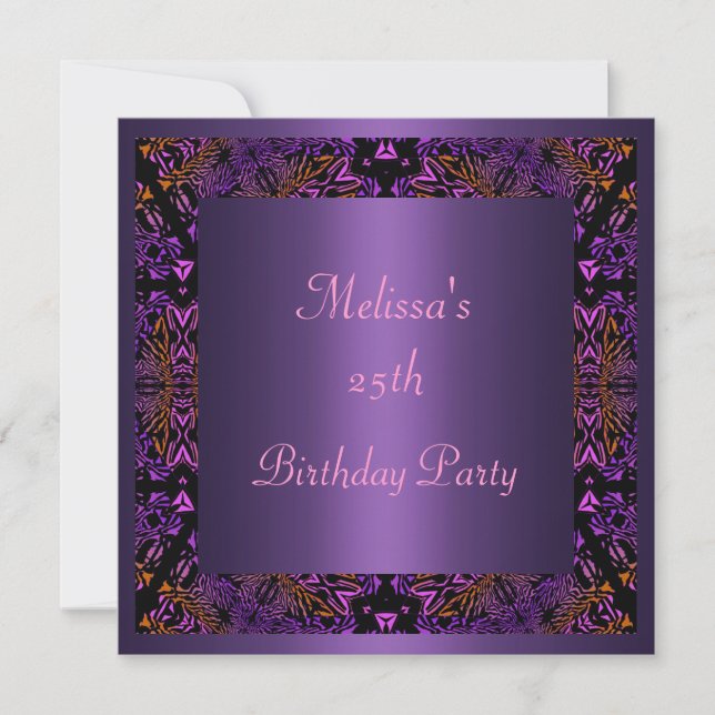 Purple Orange rose Abstrait Invitation fête d'anni (Devant)