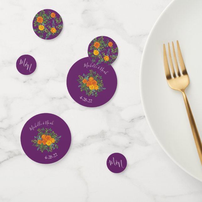 Purple Orange Rose Wedding Spring Confetti (Group)