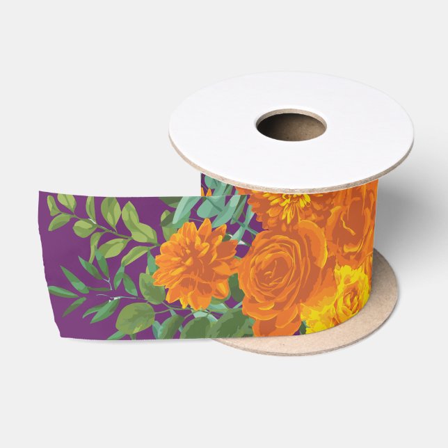 Purple Orange Rose Wedding Spring Satin Ribbon (Spool)