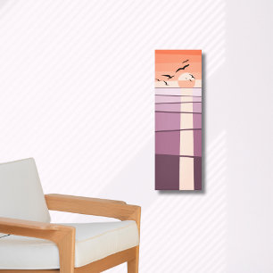 Purple & Orange Seabirds at Sunset Vector Art Canvas Print