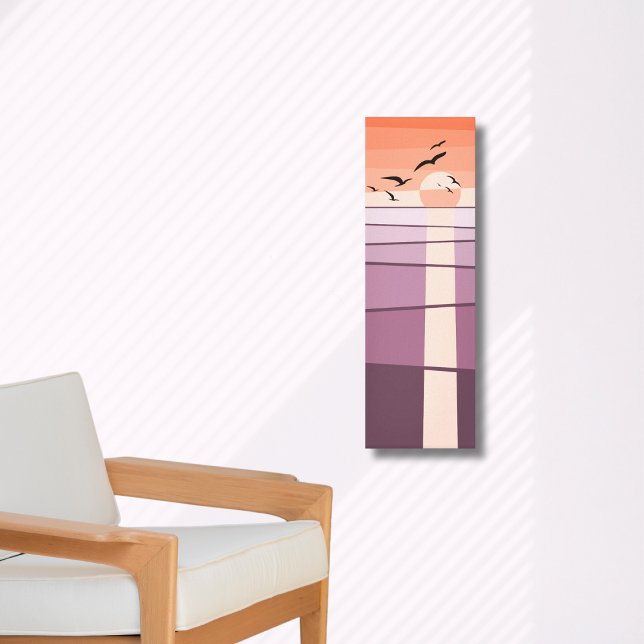 Purple & Orange Seabirds at Sunset Vector Art Canvas Print (Purple & Orange Seabirds at Sunset Vector Art Canvas Print)
