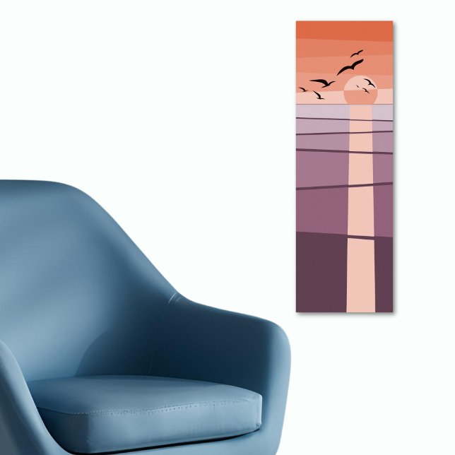 Purple Orange Seabirds at Sunset Vector Art Poster (Purple Orange Seabirds at Sunset Vector Art Poster)