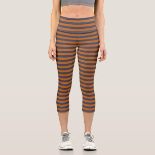 Purple Orange Stripes Pattern Capri Leggings