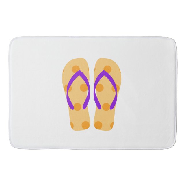 Purple Orange Summer Beach Flip Flops Bath Mat (Front)