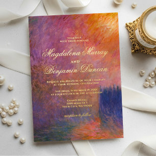 Purple & Orange Sunset Sky Monet Fine Art Wedding